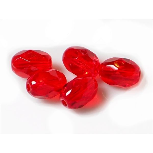 Broušené korálky Olivy 7x5 mm Červená (90070-00000) 10 ks