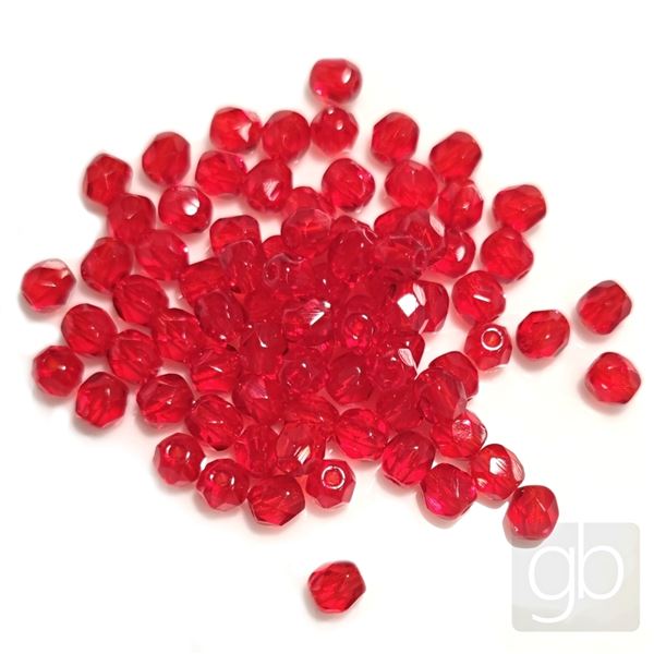Broušené kuličky 4 mm Červená (90080-0000) 100 ks