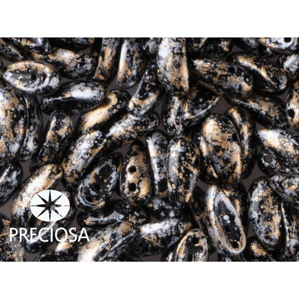 PRECIOSA Chilli 4x11 mm 15 ks ern+zlat (23980-45704) CHIL109