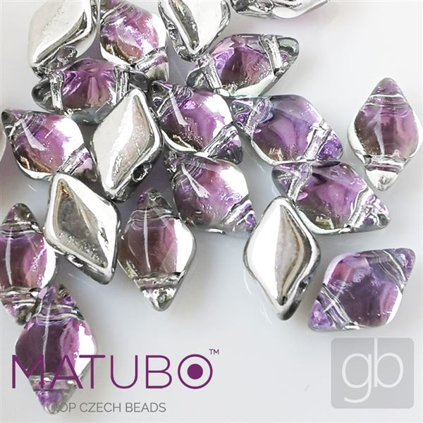 GEMDUO Matubo 8 x 5 mm Fialov + stbrn S11C26536