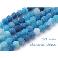 Korálky z minerálů Achát modrý Crackle Frosted 10 mm