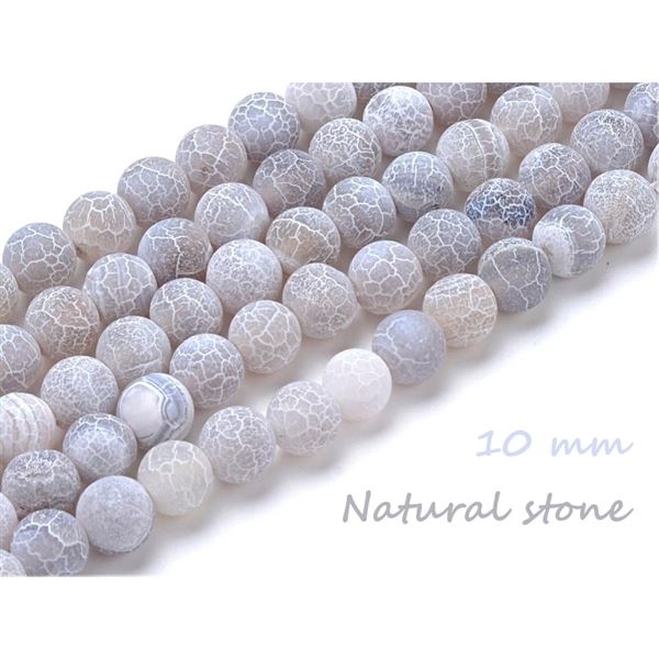 Kor�lky z miner�l� Ach�t �ed� Crackle Frosted 10 mm