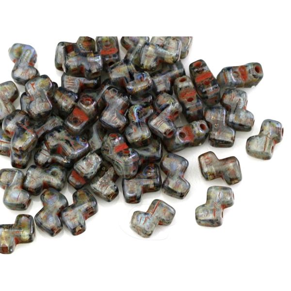 ZET BEADS dvoudrkov korlky 5x6 mm Travertin (30030/86805) 50 ks