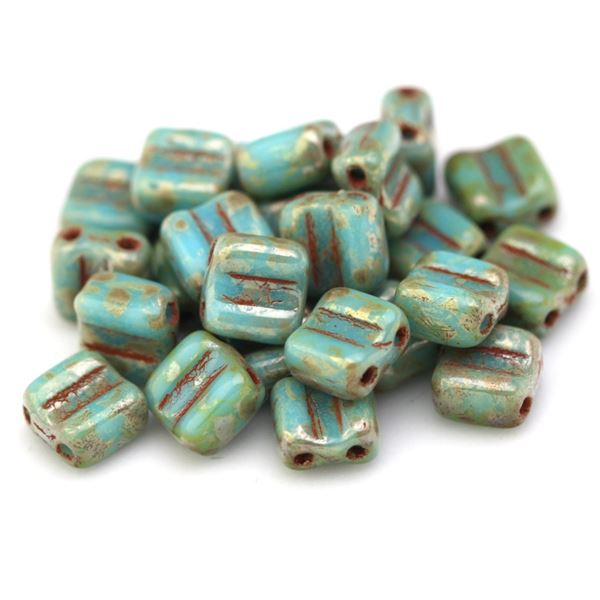 SILKY BEADS BLOCK 6x6mm Tyrkysov� (63030/43400) 20 ks 