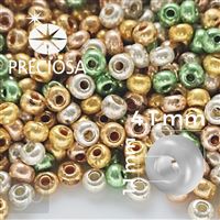 Preciosa rokajl MIX 6/0 4,1 mm Zelená Zlatá Stíbrná 50 g