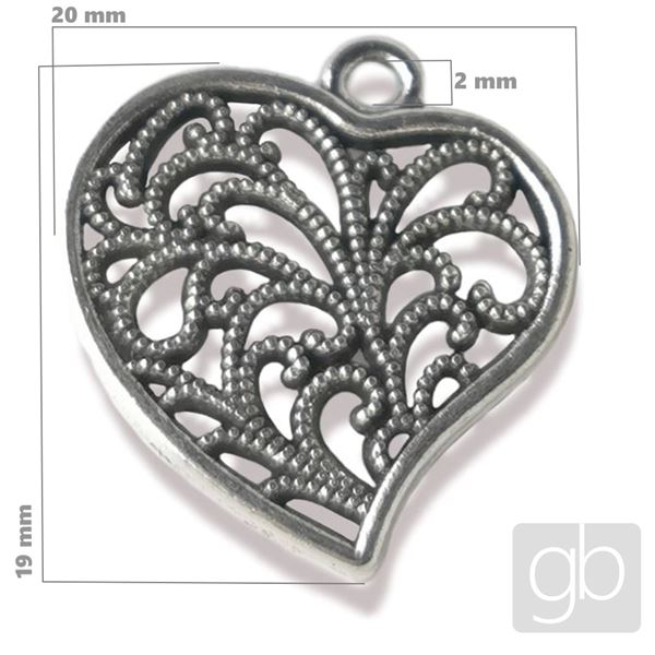 P��v�sek Srdce Filigran 19 mm Starost��bro