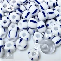 Preciosa STRIPED rokajl 31/0 7 mm Modrá Bílá 03330 50 g