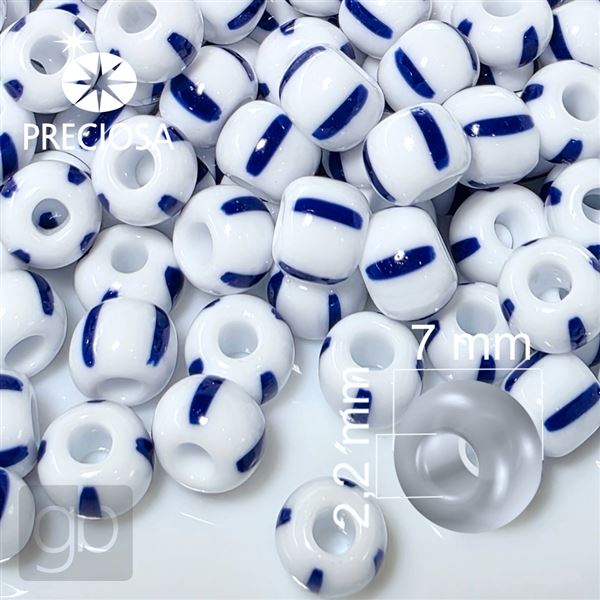 Preciosa STRIPED rokajl 31/0 7 mm Modr� B�l� 03330 50 g