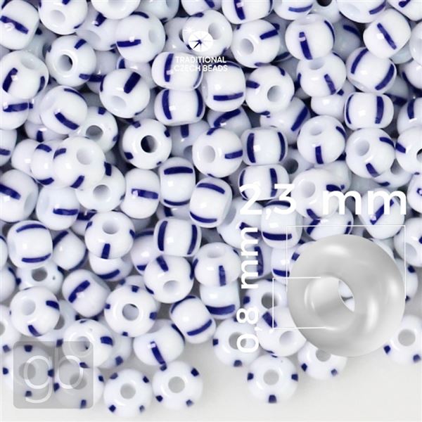 Preciosa STRIPED Rokajl 10/0 2,3 mm Modr� B�l� 03330 20 g