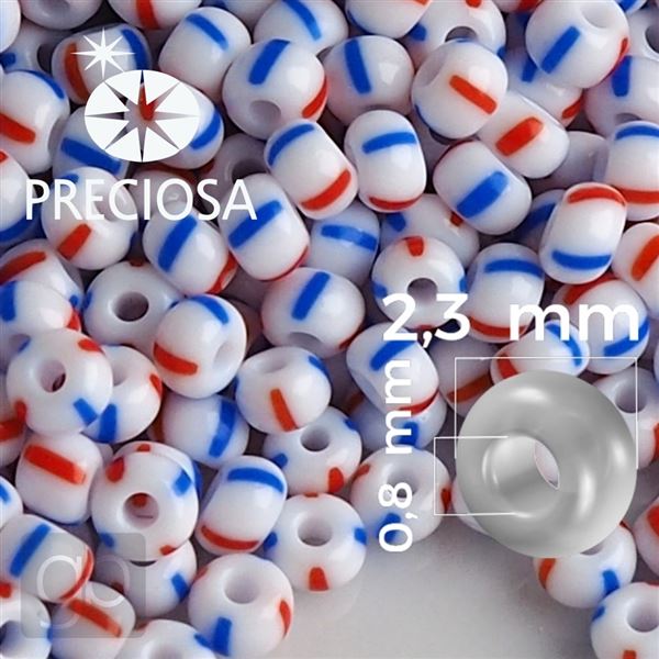 Preciosa STRIPED rokajl 10/0 2,3 mm Modr� �erven� 03930 20 g