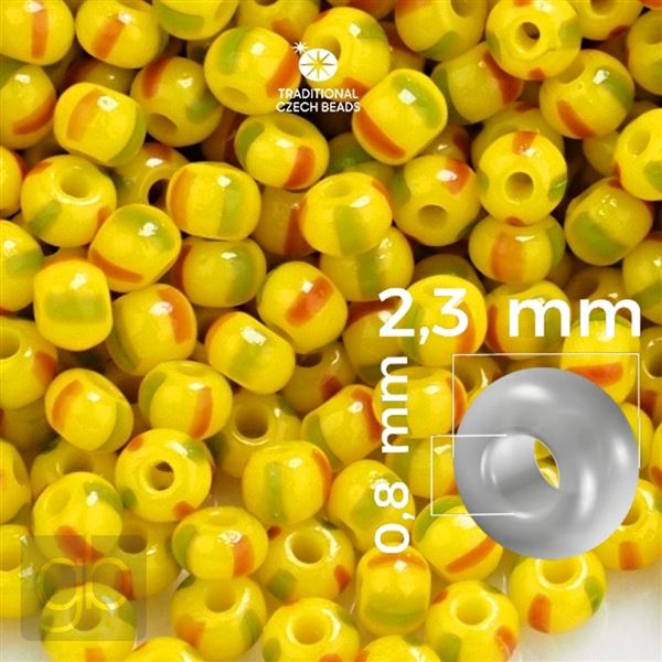 Preciosa STRIPED rokajl 10/0 2,3 mm Zelen� �erven� �lut� 83150 20 g