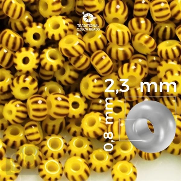 Preciosa STRIPED rokajl 10/0 2,3 mm Hn�d� �lut� 83491 20 g