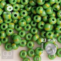 Preciosa STRIPED 11/0 2,1 mm Zelená žlutá 53800 50 g