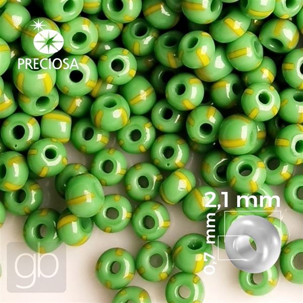 Preciosa STRIPED 11/0 2,1 mm Zelen lut 53800 50 g