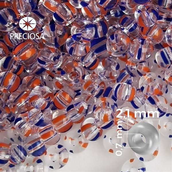 Preciosa STRIPED rokajl 11/0 2,1 mm �ir� Modr� �erven� 00930 50 g