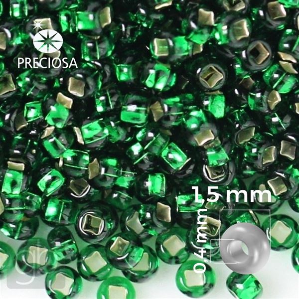 Preciosa rokajl 15/0 1,5 mm Zelen 57060 50 g