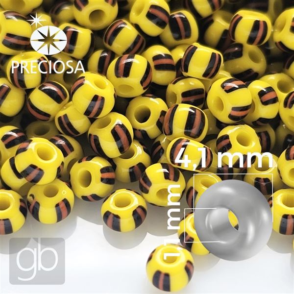 Preciosa STRIPED rokajl 6/0 4,1 mm �lut� �ern� �erven� 83950 20 g