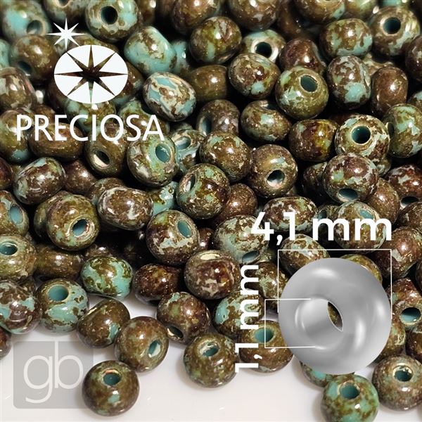 Preciosa rokajl 6/0 4,1 mm Tyrkysov� Travertin 69130 50 g