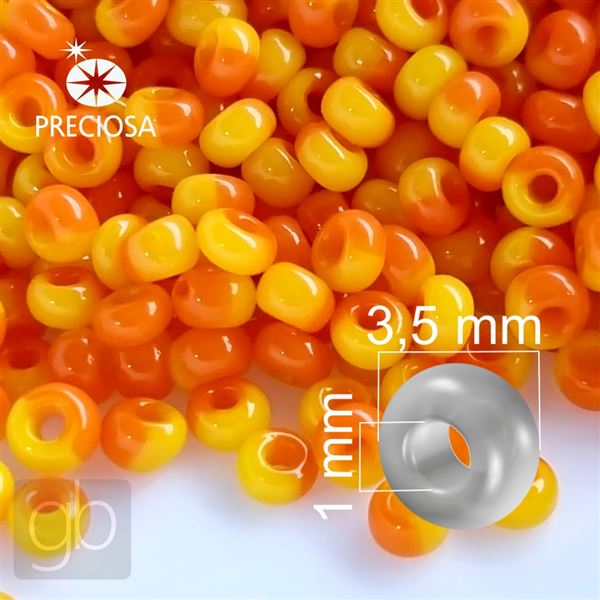 Preciosa HARLEQUIN rokajl 7/0 3,5 mm �lut�-oran�ov� (83780) 20 g