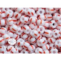 Preciosa STRIPED rokajl 8/0 2,9 mm Bílá ervená 03890 50 g