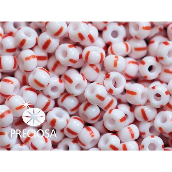 Preciosa STRIPED rokajl 8/0 2,9 mm Bl erven 03890 50 g