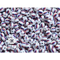 Preciosa STRIPED rokajl 8/0 2,9 mm Bílá ervená Modrá 03370 50 g
