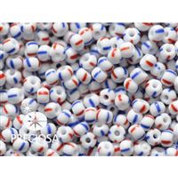 Preciosa STRIPED rokajl 8/0 2,9 mm Bílá ervená Modrá 03930 50 g