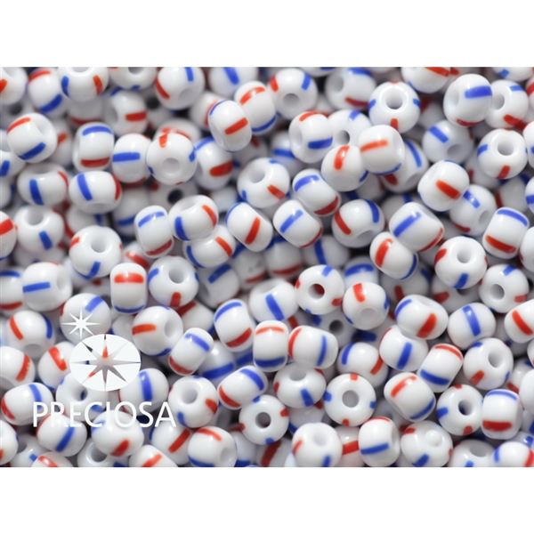 Preciosa STRIPED rokajl 8/0 2,9 mm Bl erven Modr 03930 50 g