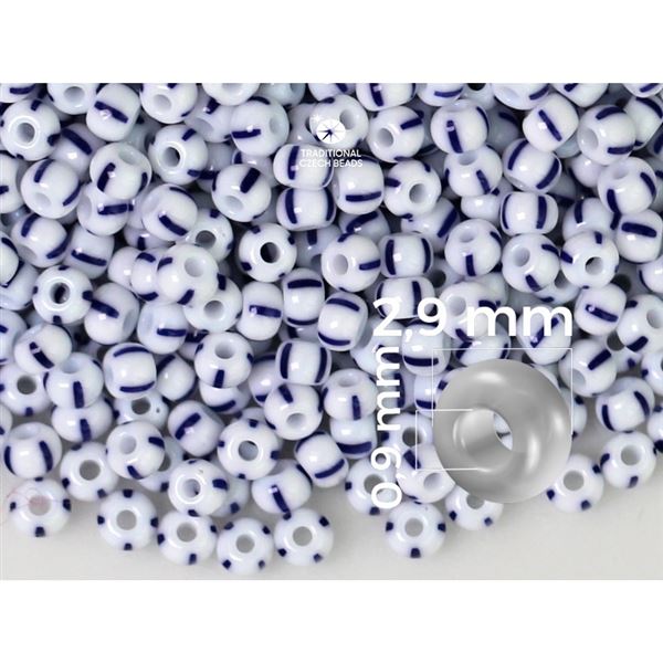 Preciosa STRIPED rokajl 8/0 2,9 mm Modr� B�l� 03330 50 g