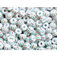 Preciosa STRIPED rokajl 8/0 2,9 mm Bílá ervená Zelená 03951 50 g