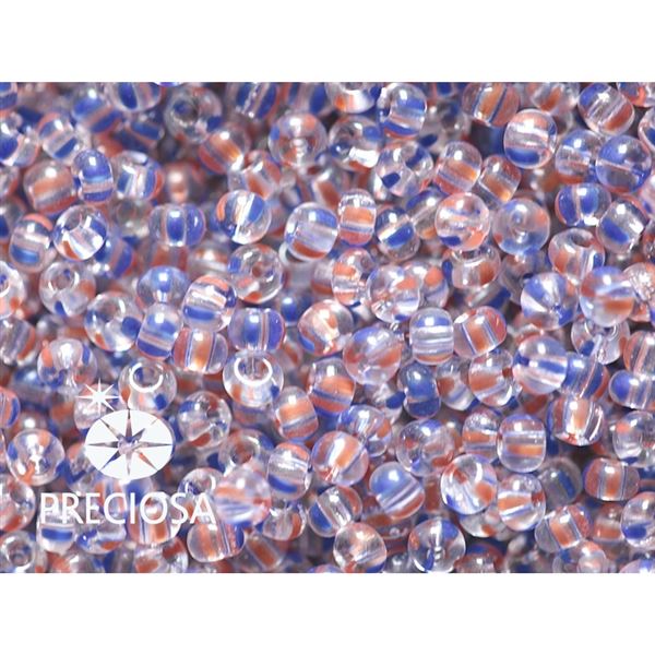 Preciosa STRIPED rokajl 8/0 2,9 mm ir erven Modr 00930 50 g