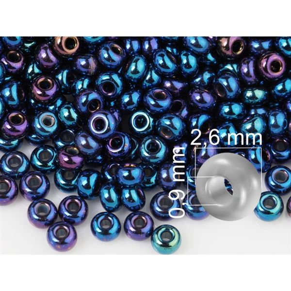 Preciosa kor�lky rokajl 9/0 - 2,6 mm Modr� Iris (59135) 20 g