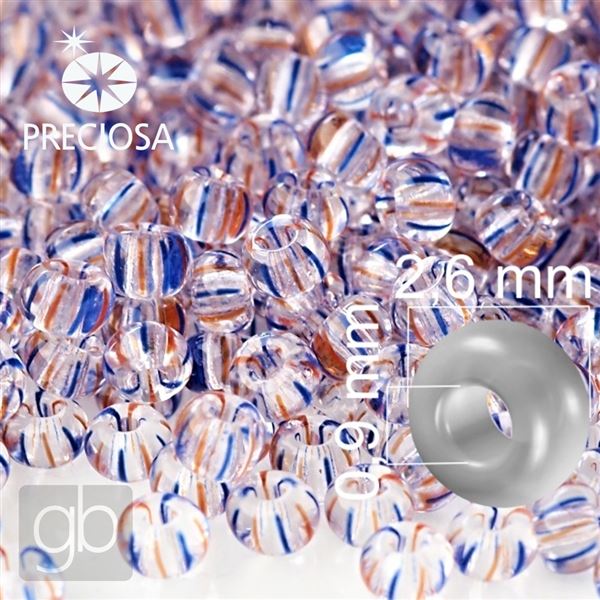 Preciosa STRIPED rokajl 9/0 2,6 mm erven Modr 00931 20 g