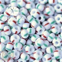 Preciosa STRIPED rokajl 9/0 2,6 mm ervená Zelená 03950 20 g