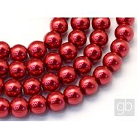 Voskované korálky perly O6 mm Červená VO6023