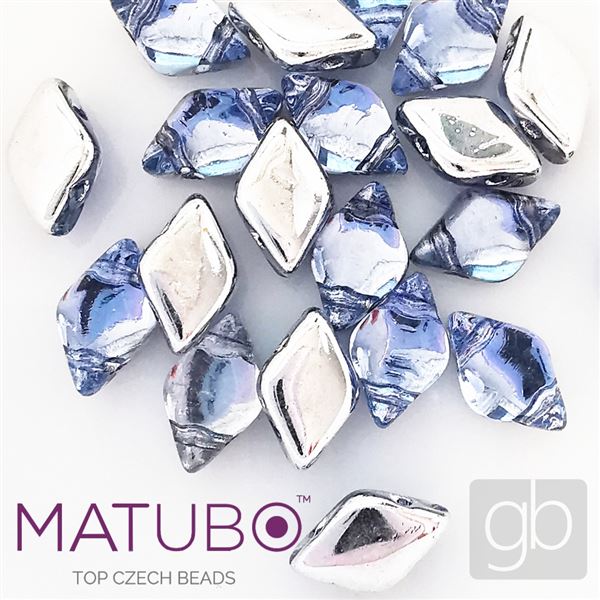 GEMDUO Matubo 8 x 5 mm Modr + stbrn S11C26901
